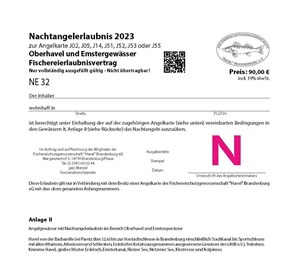 Bild von D32 - Digitale Nachtangelerlaubnis Oberhavel und Emstergewässer